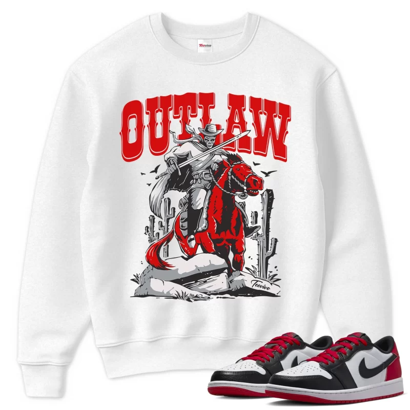 TeeVivo Sweatshirt Match Air Jordan 1 Retro Low OG Black Toe Outlaw – Air Jordan 1 Sweatshirt, AJ1 Sweatshirt