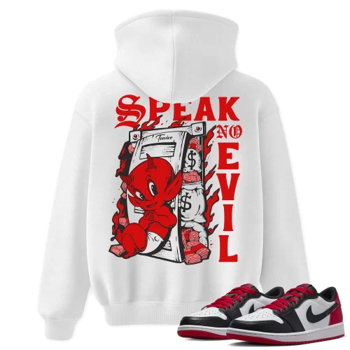 TeeVivo Hoodie Match Air Jordan 1 Retro Low OG Black Toe Speak no evil – Air Jordan 1 Hoodie, AJ1 Hoodie