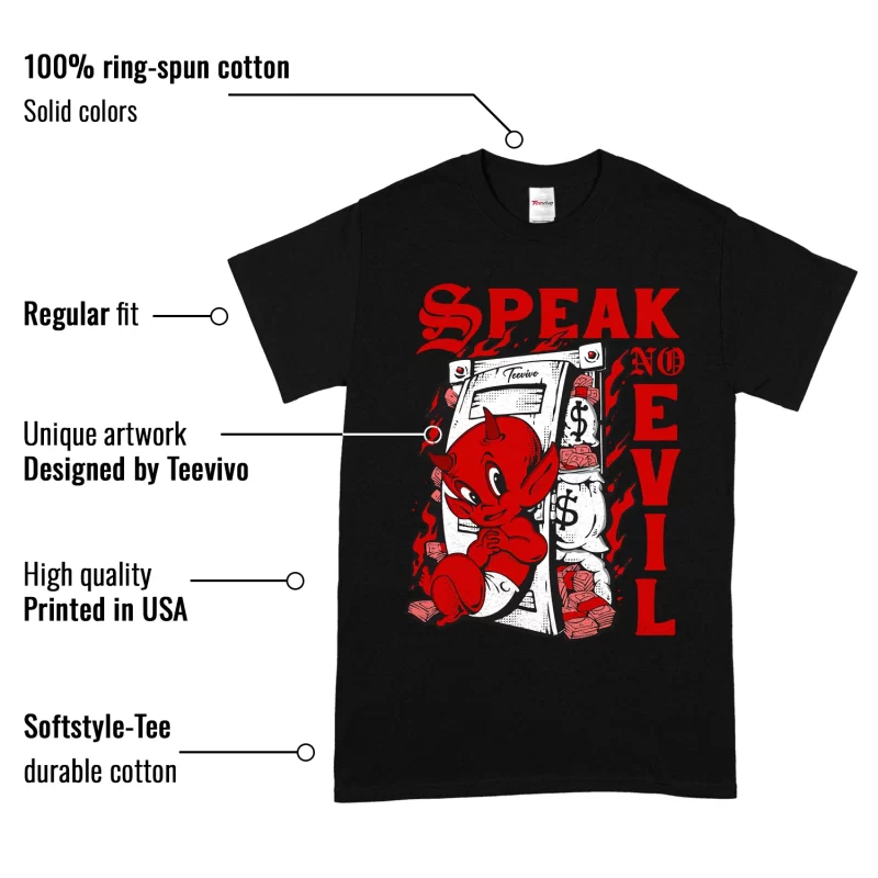TeeVivo T-Shirt Match Air Jordan 1 Retro Low OG Black Toe Speak no evil – Air Jordan 1 Shirt, AJ1 Shirt