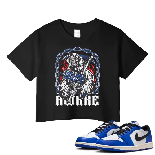 TeeVivo Crop Top Match Air Jordan 1 Retro Low OG Game Royal Awake – Air Jordan 1 Crop Top, AJ1 Crop Top