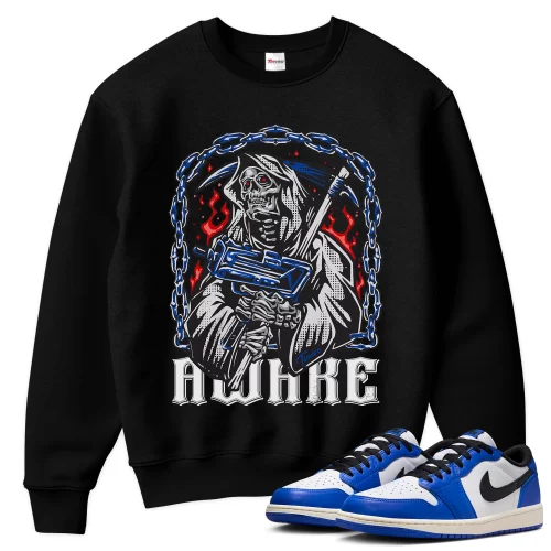 TeeVivo Sweatshirt Match Air Jordan 1 Retro Low OG Game Royal Awake – Air Jordan 1 Sweatshirt, AJ1 Sweatshirt