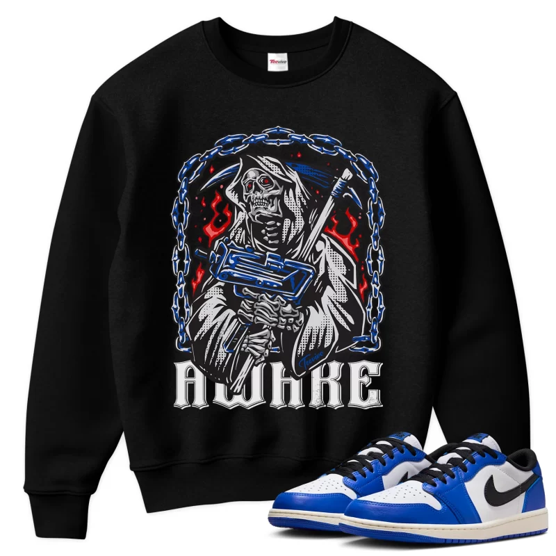 TeeVivo Sweatshirt Match Air Jordan 1 Retro Low OG Game Royal Awake – Air Jordan 1 Sweatshirt, AJ1 Sweatshirt