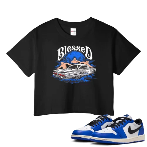 TeeVivo Crop Top Match Air Jordan 1 Retro Low OG Game Royal Blessed – Air Jordan 1 Crop Top, AJ1 Crop Top