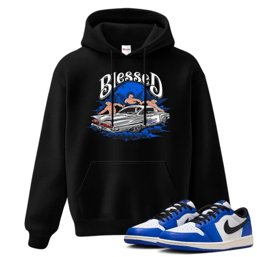 TeeVivo Hoodie Match Air Jordan 1 Retro Low OG Game Royal Blessed – Air Jordan 1 Hoodie, AJ1 Hoodie