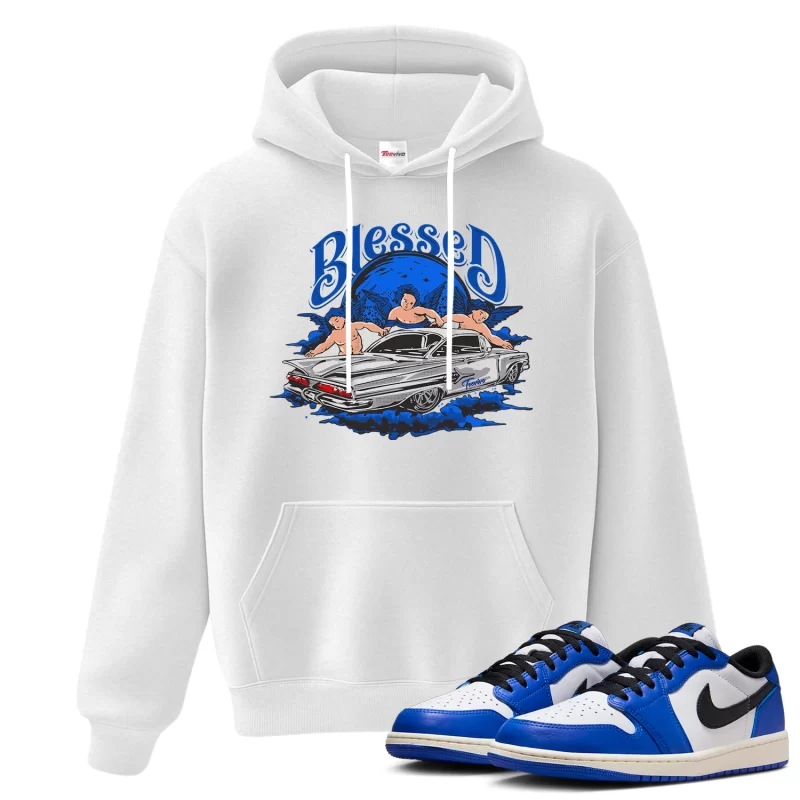 TeeVivo Hoodie Match Air Jordan 1 Retro Low OG Game Royal Blessed – Air Jordan 1 Hoodie, AJ1 Hoodie