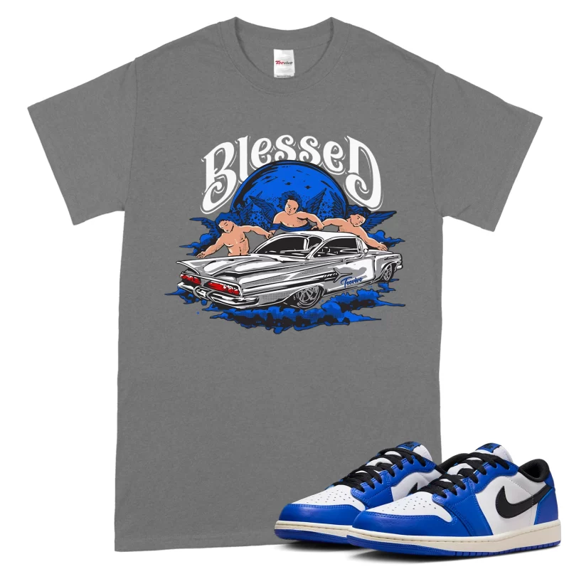 TeeVivo T-Shirt Match Air Jordan 1 Retro Low OG Game Royal Blessed – Air Jordan 1 Shirt, AJ1 Shirt