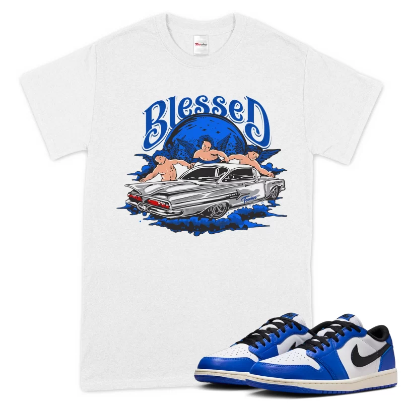 TeeVivo T-Shirt Match Air Jordan 1 Retro Low OG Game Royal Blessed – Air Jordan 1 Shirt, AJ1 Shirt