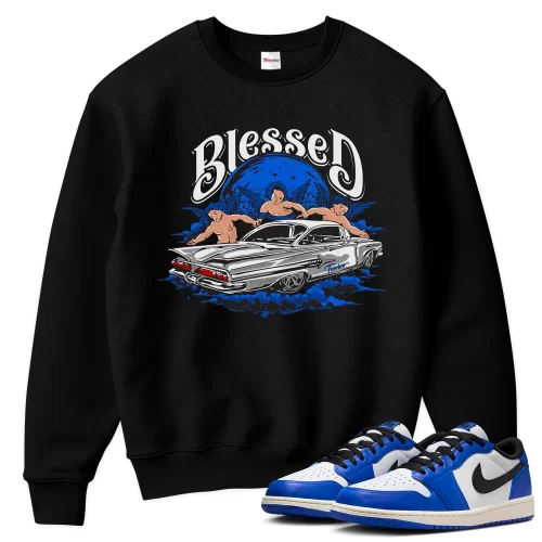 TeeVivo Sweatshirt Match Air Jordan 1 Retro Low OG Game Royal Blessed – Air Jordan 1 Sweatshirt, AJ1 Sweatshirt