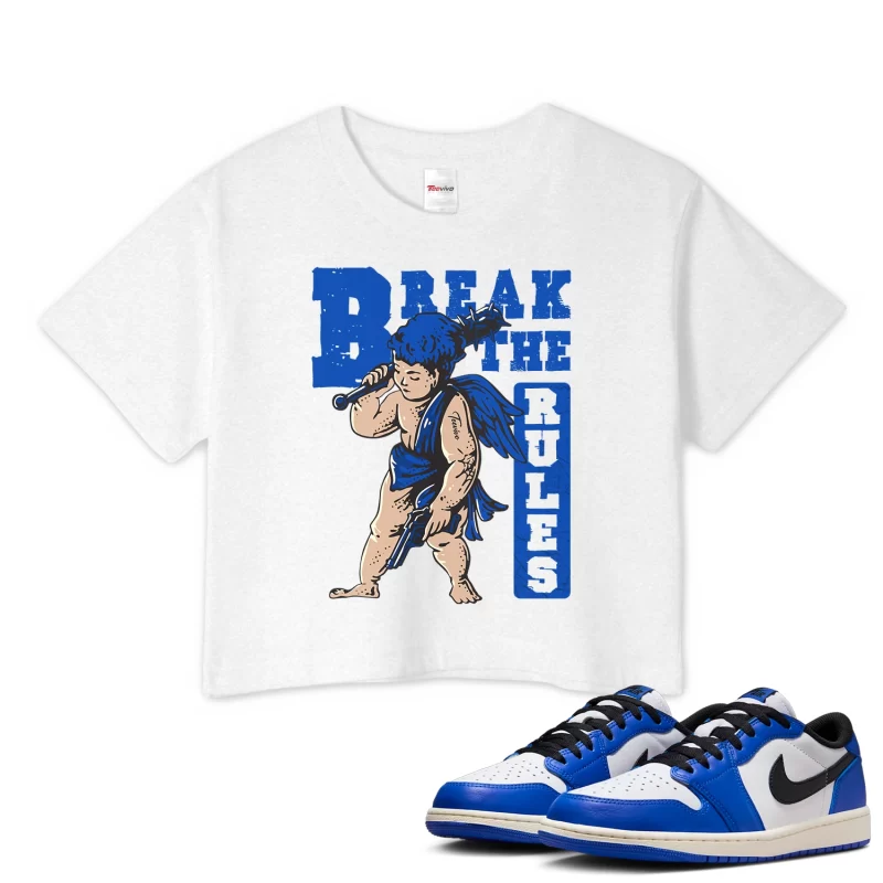 TeeVivo Crop Top Match Air Jordan 1 Retro Low OG Game Royal Break the rules – Air Jordan 1 Crop Top, AJ1 Crop Top