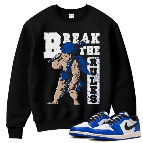 TeeVivo Sweatshirt Match Air Jordan 1 Retro Low OG Game Royal Break the rules – Air Jordan 1 Sweatshirt, AJ1 Sweatshirt