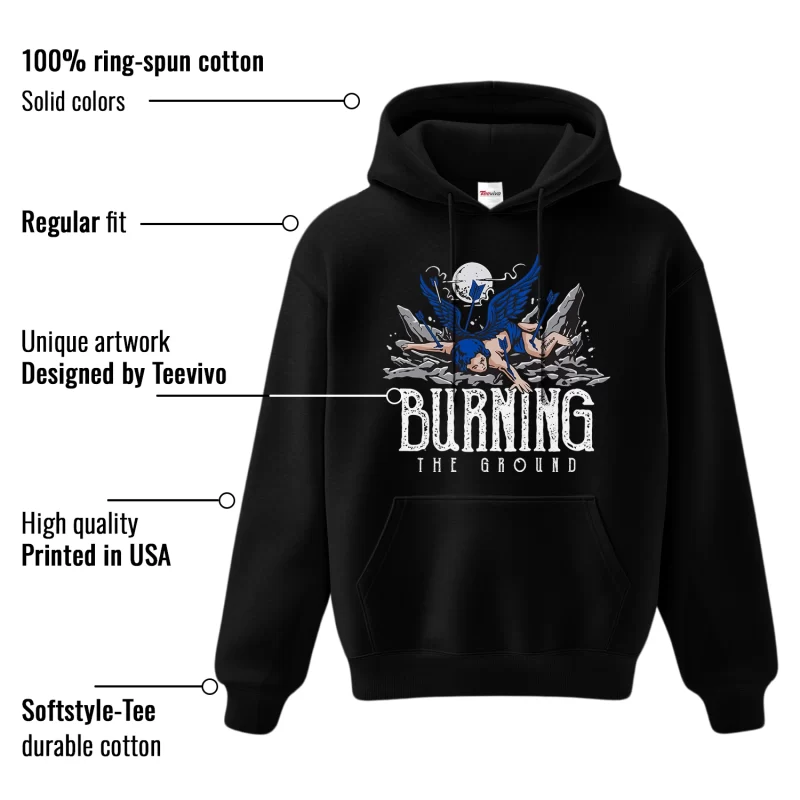 TeeVivo Hoodie Match Air Jordan 1 Retro Low OG Game Royal Burning the ground – Air Jordan 1 Hoodie, AJ1 Hoodie