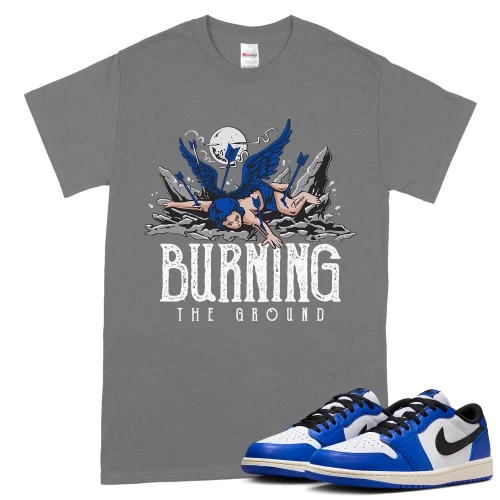 TeeVivo T-Shirt Match Air Jordan 1 Retro Low OG Game Royal Burning the ground – Air Jordan 1 Shirt, AJ1 Shirt