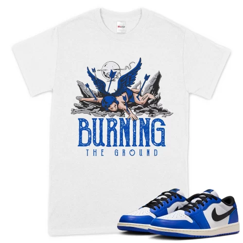 TeeVivo T-Shirt Match Air Jordan 1 Retro Low OG Game Royal Burning the ground – Air Jordan 1 Shirt, AJ1 Shirt