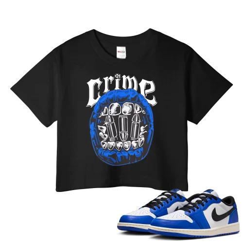 TeeVivo Crop Top Match Air Jordan 1 Retro Low OG Game Royal Crime – Air Jordan 1 Crop Top, AJ1 Crop Top