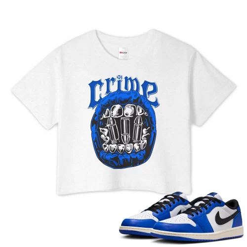 TeeVivo Crop Top Match Air Jordan 1 Retro Low OG Game Royal Crime – Air Jordan 1 Crop Top, AJ1 Crop Top