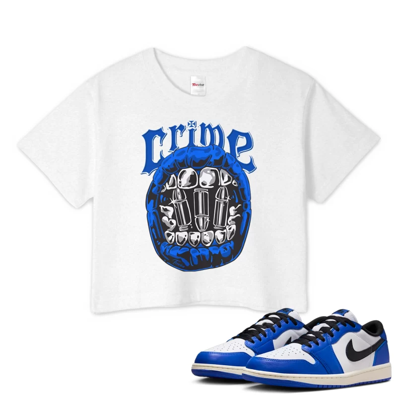 TeeVivo Crop Top Match Air Jordan 1 Retro Low OG Game Royal Crime – Air Jordan 1 Crop Top, AJ1 Crop Top