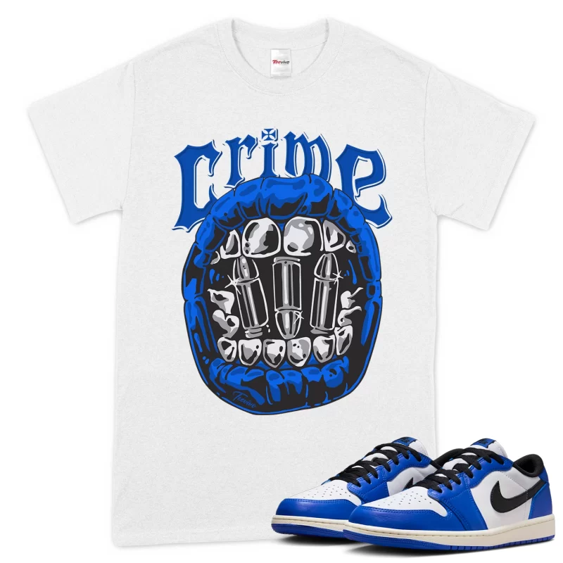 TeeVivo T-Shirt Match Air Jordan 1 Retro Low OG Game Royal Crime – Air Jordan 1 Shirt, AJ1 Shirt