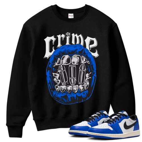 TeeVivo Sweatshirt Match Air Jordan 1 Retro Low OG Game Royal Crime – Air Jordan 1 Sweatshirt, AJ1 Sweatshirt