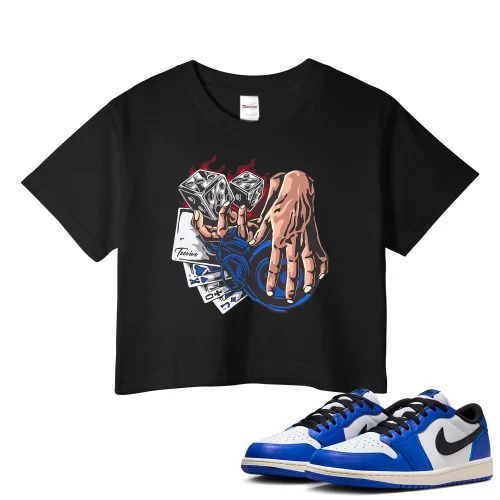 TeeVivo Crop Top Match Air Jordan 1 Retro Low OG Game Royal Gambling – Air Jordan 1 Crop Top, AJ1 Crop Top