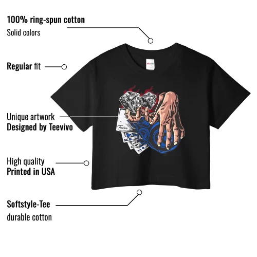TeeVivo Crop Top Match Air Jordan 1 Retro Low OG Game Royal Gambling – Air Jordan 1 Crop Top, AJ1 Crop Top