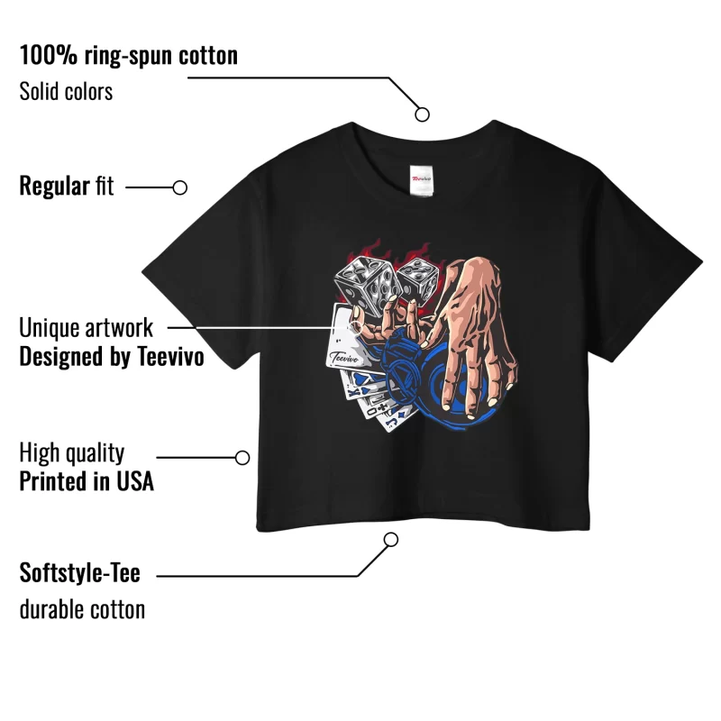 TeeVivo Crop Top Match Air Jordan 1 Retro Low OG Game Royal Gambling – Air Jordan 1 Crop Top, AJ1 Crop Top
