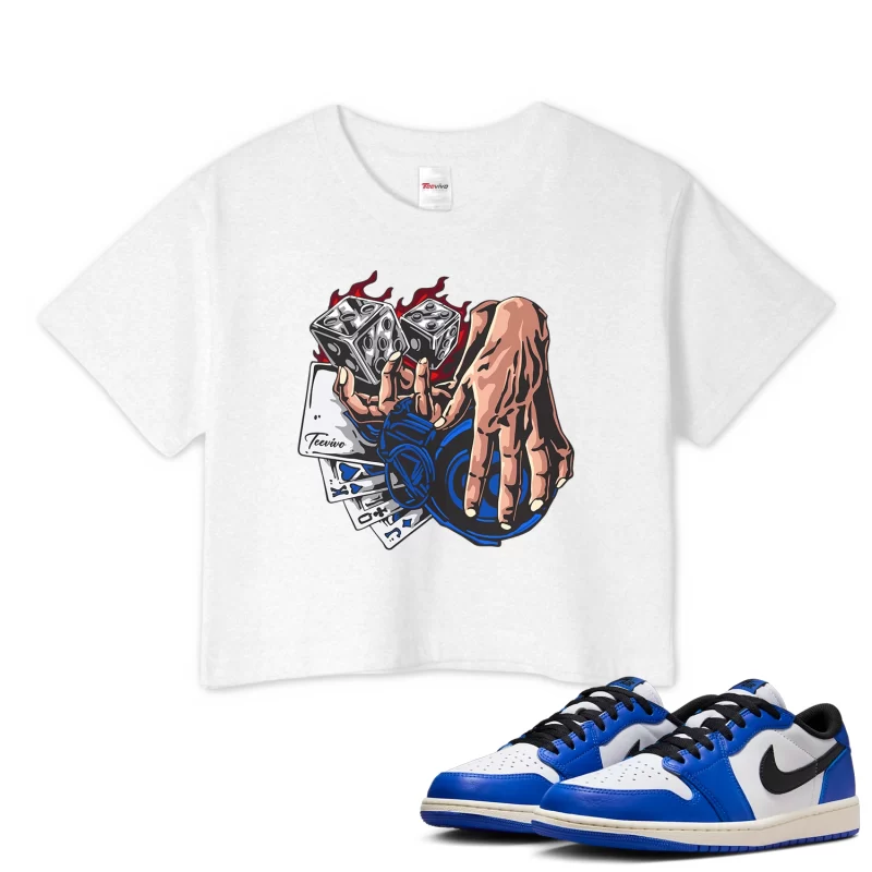 TeeVivo Crop Top Match Air Jordan 1 Retro Low OG Game Royal Gambling – Air Jordan 1 Crop Top, AJ1 Crop Top