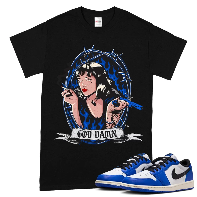 TeeVivo T-Shirt Match Air Jordan 1 Retro Low OG Game Royal God Daaamn – Air Jordan 1 Shirt, AJ1 Shirt