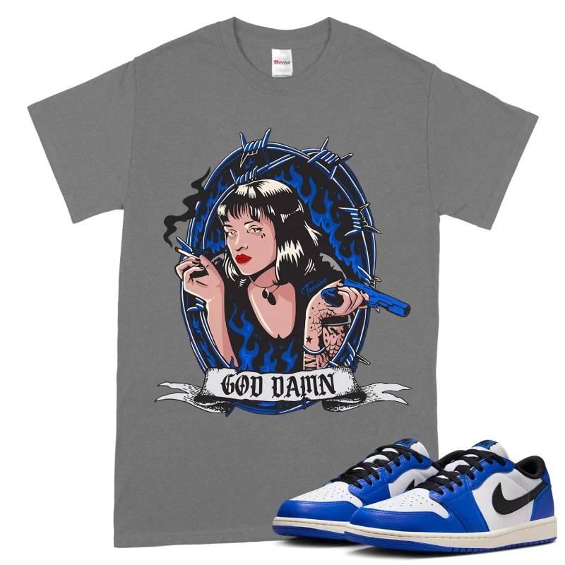 TeeVivo T-Shirt Match Air Jordan 1 Retro Low OG Game Royal God Daaamn – Air Jordan 1 Shirt, AJ1 Shirt