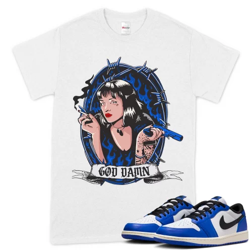 TeeVivo T-Shirt Match Air Jordan 1 Retro Low OG Game Royal God Daaamn – Air Jordan 1 Shirt, AJ1 Shirt
