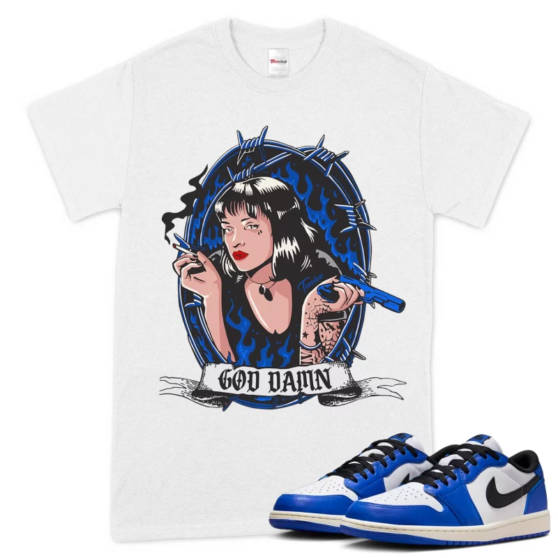 TeeVivo T-Shirt Match Air Jordan 1 Retro Low OG Game Royal God Daaamn – Air Jordan 1 Shirt, AJ1 Shirt