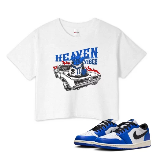 TeeVivo Crop Top Match Air Jordan 1 Retro Low OG Game Royal Heaven vibes – Air Jordan 1 Crop Top, AJ1 Crop Top