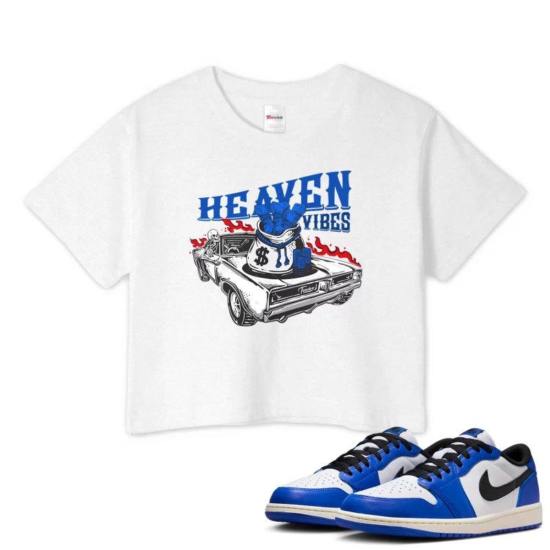 TeeVivo Crop Top Match Air Jordan 1 Retro Low OG Game Royal Heaven vibes – Air Jordan 1 Crop Top, AJ1 Crop Top