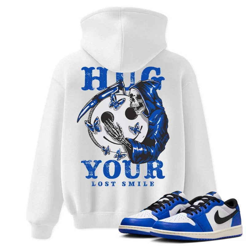 TeeVivo Hoodie Match Air Jordan 1 Retro Low OG Game Royal Hug your lost smile – Air Jordan 1 Hoodie, AJ1 Hoodie