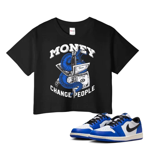 TeeVivo Crop Top Match Air Jordan 1 Retro Low OG Game Royal Money change people – Air Jordan 1 Crop Top, AJ1 Crop Top