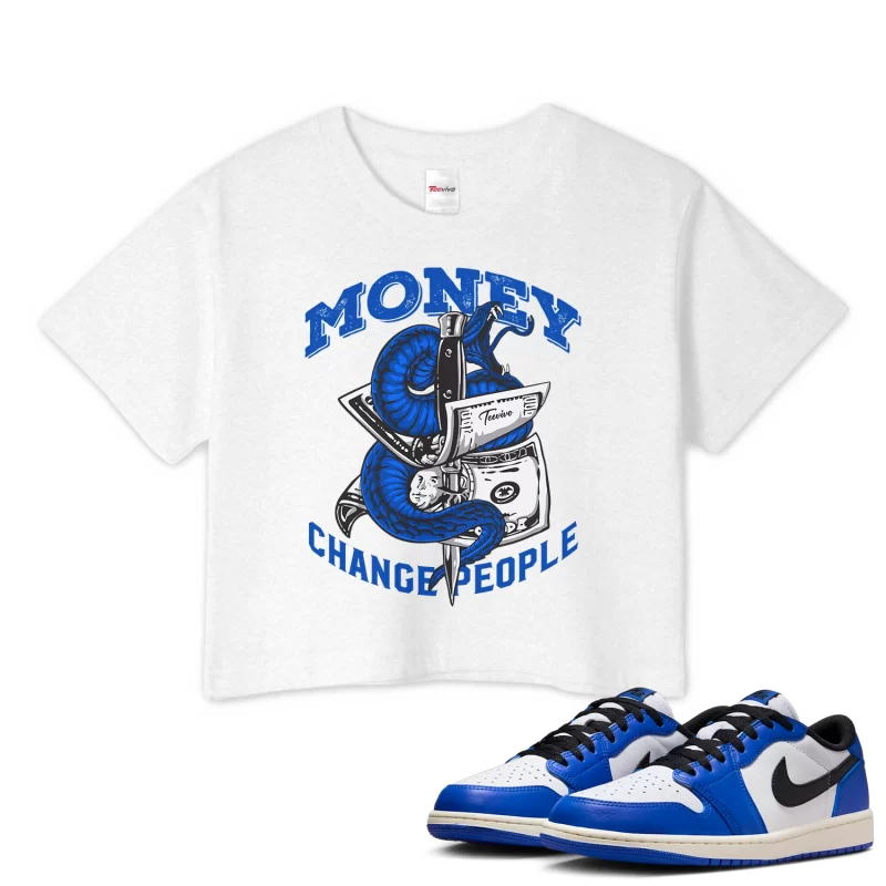 TeeVivo Crop Top Match Air Jordan 1 Retro Low OG Game Royal Money change people – Air Jordan 1 Crop Top, AJ1 Crop Top