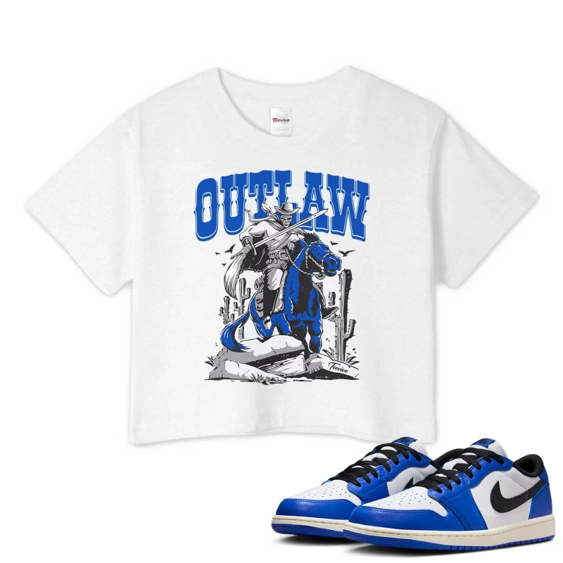 TeeVivo Crop Top Match Air Jordan 1 Retro Low OG Game Royal Outlaw – Air Jordan 1 Crop Top, AJ1 Crop Top