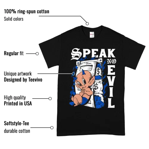 TeeVivo T-Shirt Match Air Jordan 1 Retro Low OG Game Royal Speak no evil – Air Jordan 1 Shirt, AJ1 Shirt
