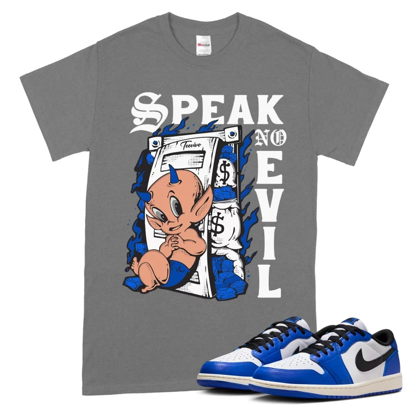 TeeVivo T-Shirt Match Air Jordan 1 Retro Low OG Game Royal Speak no evil – Air Jordan 1 Shirt, AJ1 Shirt