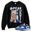TeeVivo Sweatshirt Match Air Jordan 1 Retro Low OG Game Royal Speak no evil – Air Jordan 1 Sweatshirt, AJ1 Sweatshirt