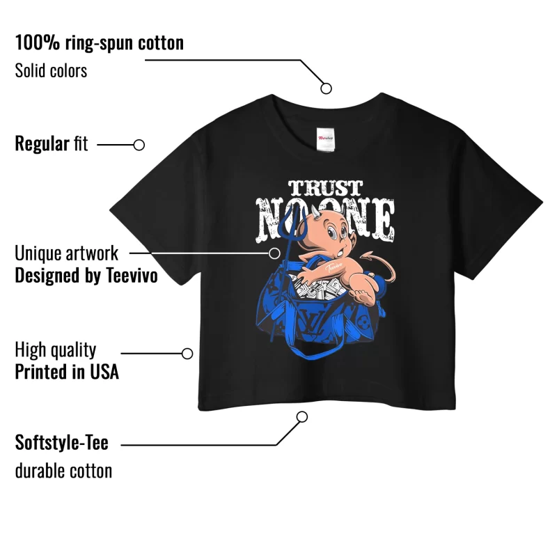 TeeVivo Crop Top Match Air Jordan 1 Retro Low OG Game Royal Trust no one – Air Jordan 1 Crop Top, AJ1 Crop Top