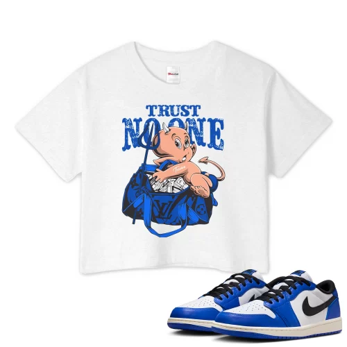 TeeVivo Crop Top Match Air Jordan 1 Retro Low OG Game Royal Trust no one – Air Jordan 1 Crop Top, AJ1 Crop Top