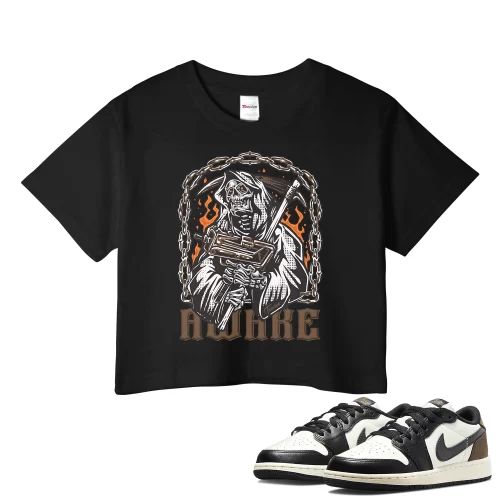TeeVivo Crop Top Match Air Jordan 1 Retro Low OG Mocha Awake – Air Jordan 1 Crop Top, AJ1 Crop Top
