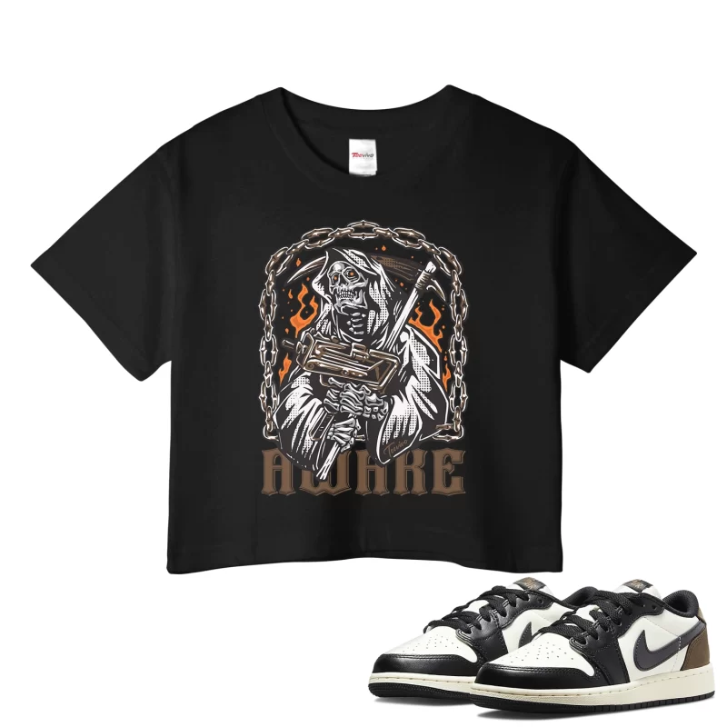 TeeVivo Crop Top Match Air Jordan 1 Retro Low OG Mocha Awake – Air Jordan 1 Crop Top, AJ1 Crop Top
