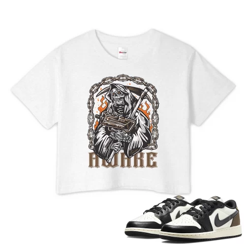 TeeVivo Crop Top Match Air Jordan 1 Retro Low OG Mocha Awake – Air Jordan 1 Crop Top, AJ1 Crop Top