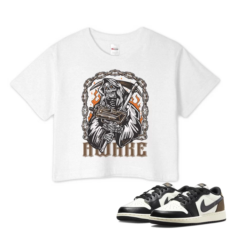 TeeVivo Crop Top Match Air Jordan 1 Retro Low OG Mocha Awake – Air Jordan 1 Crop Top, AJ1 Crop Top