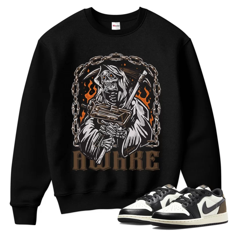 TeeVivo Sweatshirt Match Air Jordan 1 Retro Low OG Mocha Awake – Air Jordan 1 Sweatshirt, AJ1 Sweatshirt