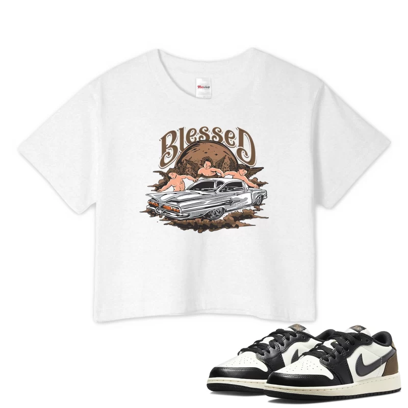 TeeVivo Crop Top Match Air Jordan 1 Retro Low OG Mocha Blessed – Air Jordan 1 Crop Top, AJ1 Crop Top