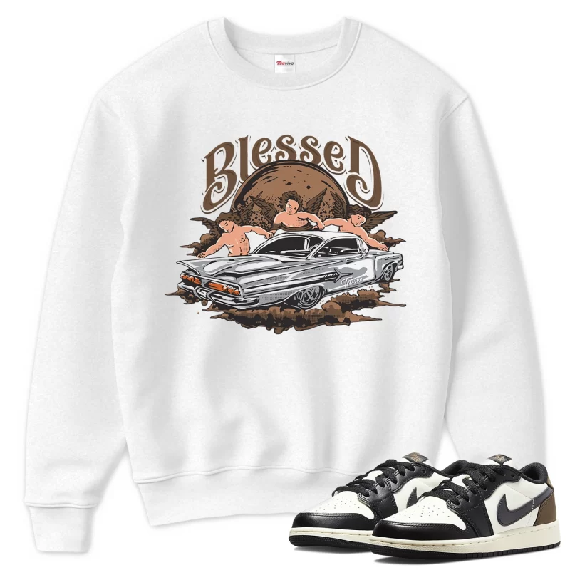 TeeVivo Sweatshirt Match Air Jordan 1 Retro Low OG Mocha Blessed – Air Jordan 1 Sweatshirt, AJ1 Sweatshirt