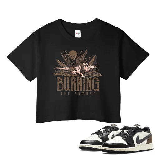 TeeVivo Crop Top Match Air Jordan 1 Retro Low OG Mocha Burning the ground – Air Jordan 1 Crop Top, AJ1 Crop Top