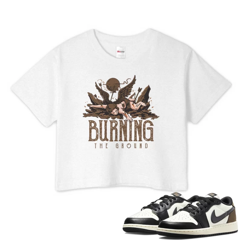 TeeVivo Crop Top Match Air Jordan 1 Retro Low OG Mocha Burning the ground – Air Jordan 1 Crop Top, AJ1 Crop Top